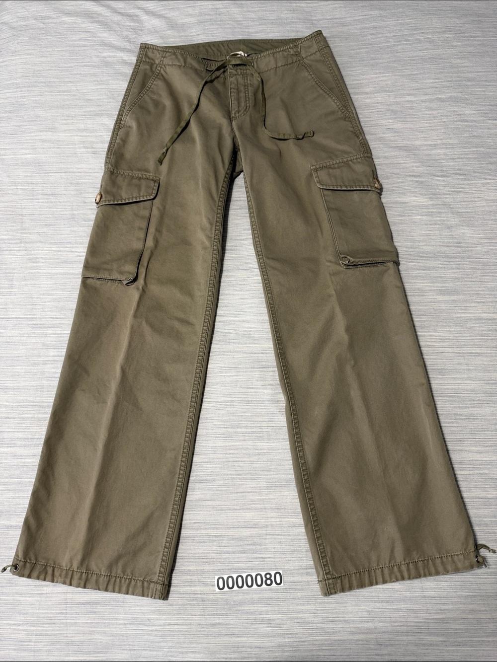 VTG Y2K Gap Khaki Green Drawstring Low Rise Cargo Pants Womens Sz 6 (Runs Small)